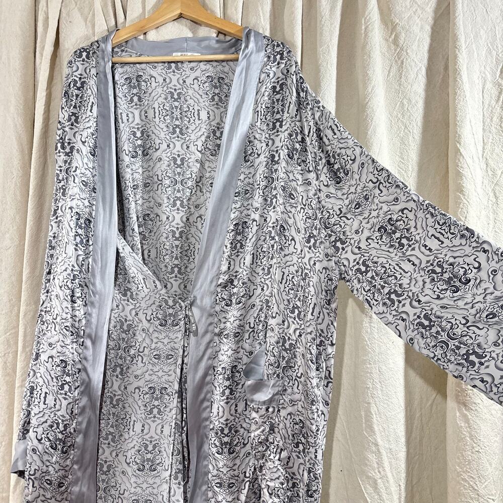 MYK Silk 100% Mulberry Silk Baroque Print Robe Duster 3XL Plus (missing belt) - Picture 2 of 7